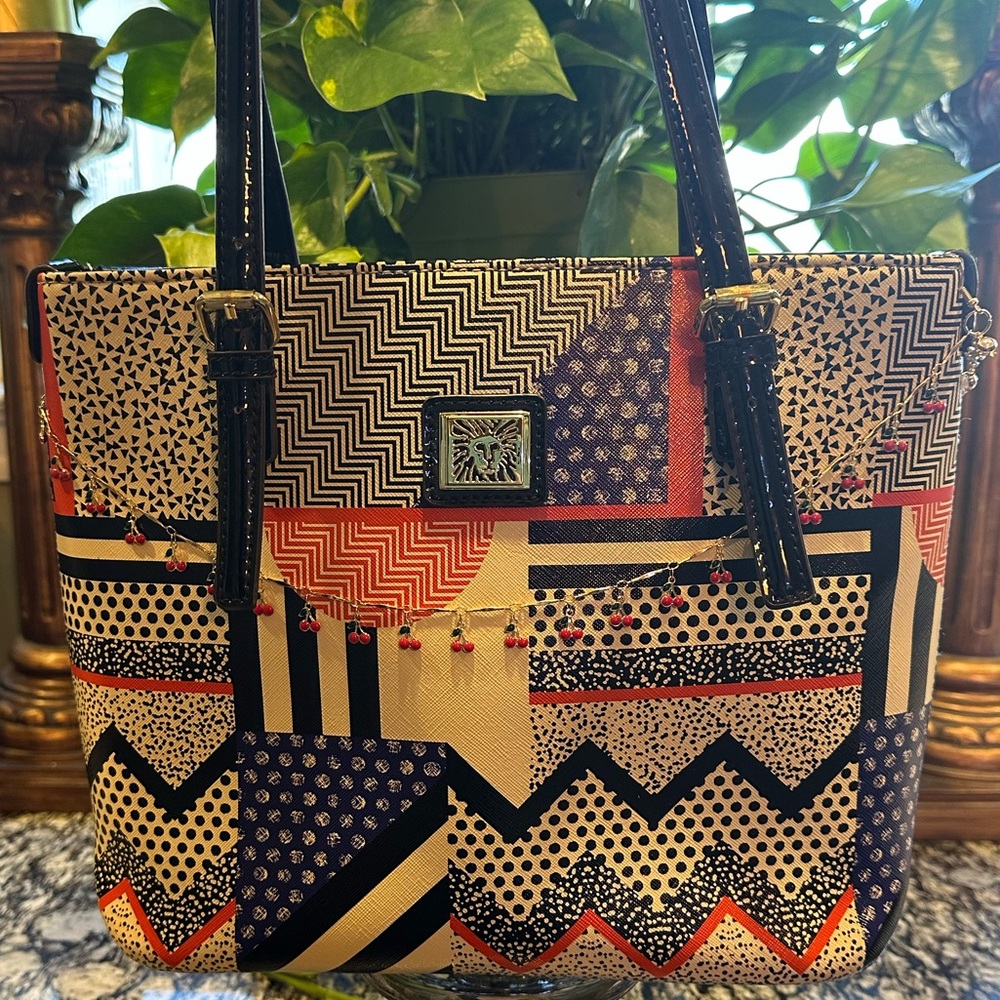 Stylish Anne Klein Multicolor Geometric Tote Bag
